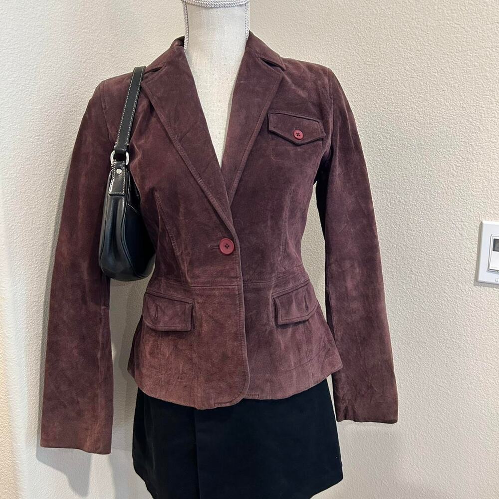 Loft Ann Taylor brown/purple suede jacket. Size 4 - Picture 2 of 3